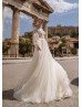 Long Sleeve Beaded Ivory Lace Tulle Wedding Dress